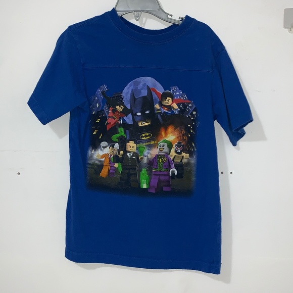 EUC Lego Batman Superman DC Universe Tee Shirt Sm 5/6 Bane Joker Robin Lex 2Face - Picture 1 of 5